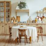 Country-style kitchen with a dining table